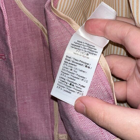 J.Crew Bristol Blazer Raspberry Pink Linen Blend Double Breasted Jacket Sz 0 - Picture 6 of 8